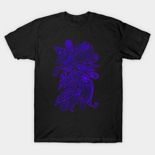 Abstract Zentangle Swirls Design (indigo on black) T-Shirt